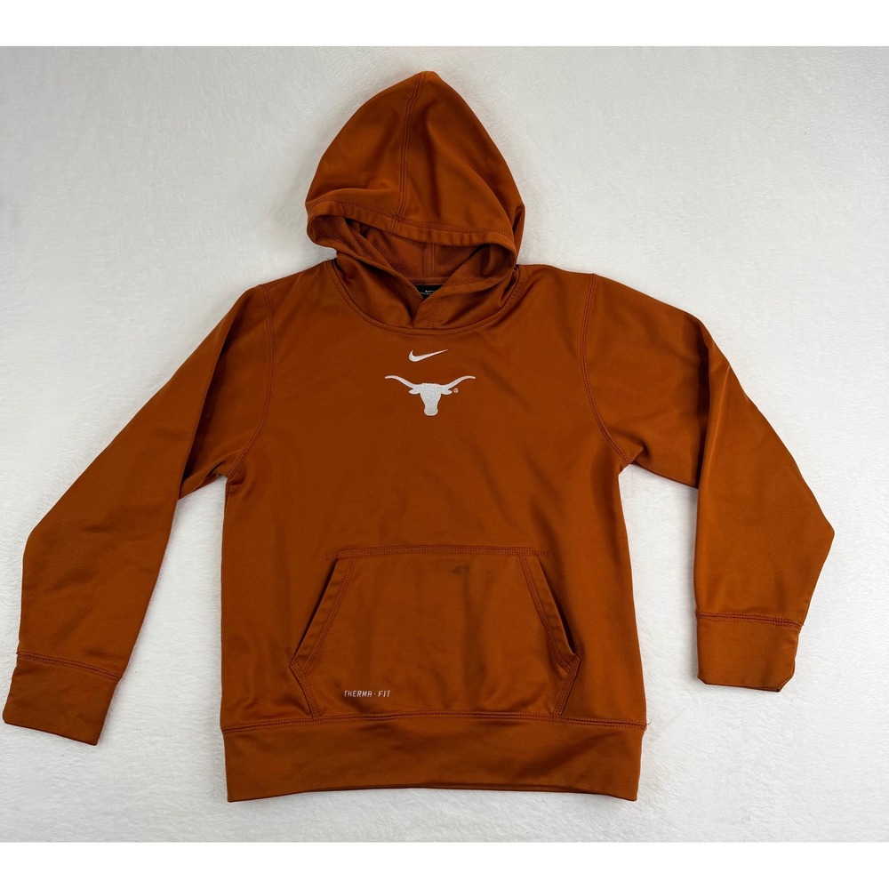 Nike Kids Texas Longhorns Therma-FIT Pullover Hoodie Burnt Orange Medium
